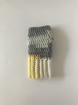 Women’s Chunky Grey & Yellow Crochet Fingerless Gloves