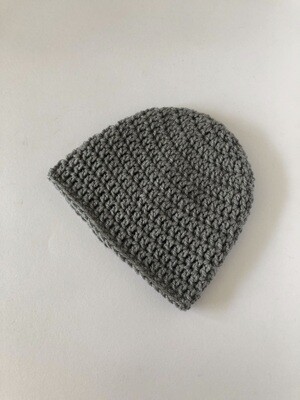 Women's Grey Chunky Hand Crochet Beanie Hat