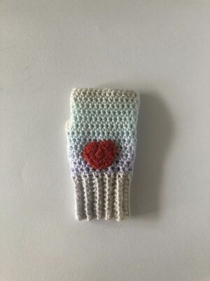 Women’s Pastel Heart Hand Crochet Fingerless Gloves