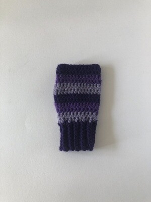 Women’s Purple & Lilac Stripes Crochet Fingerless Gloves