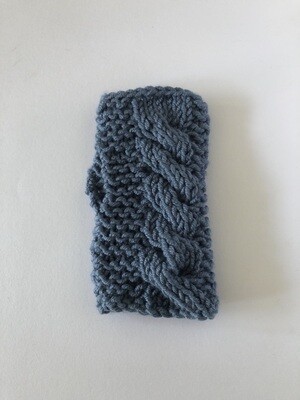 Women's Super Chunky Blue Cable Knit Fingerless Gloves