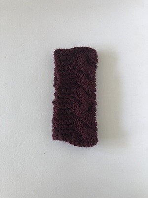 Women's Super Chunky Wine Cable Knit Fingerless Gloves