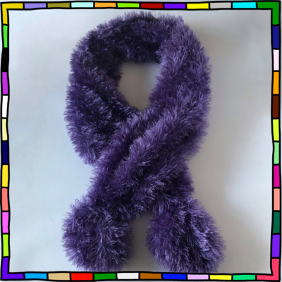 "Women's purple fluffy texture hand knit scarf uk"