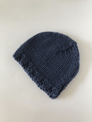 Women's Blue Super Chunky Hand Knit Beanie Hat