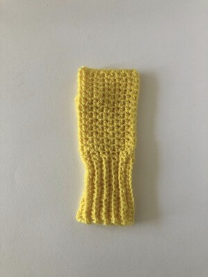 Women’s Yellow V Stitch Hand Crochet Fingerless Gloves
