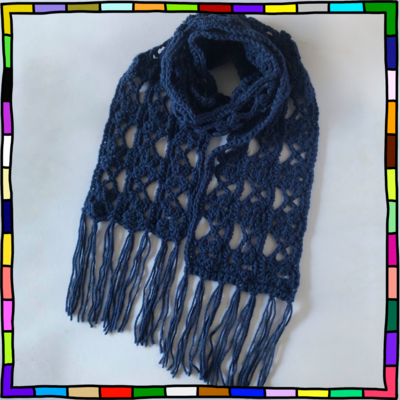 "Women's giant space blue pattern hand crocheted scarf"