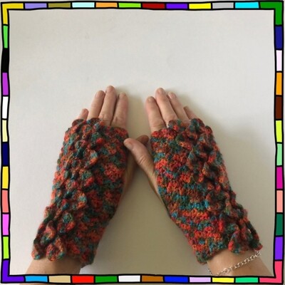 Women's Crocodile Woodland Crochet Fingerless Gloves