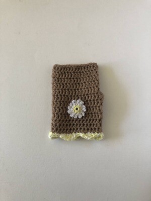 Women's Dessert Taupe Daisy Crochet Fingerless Gloves