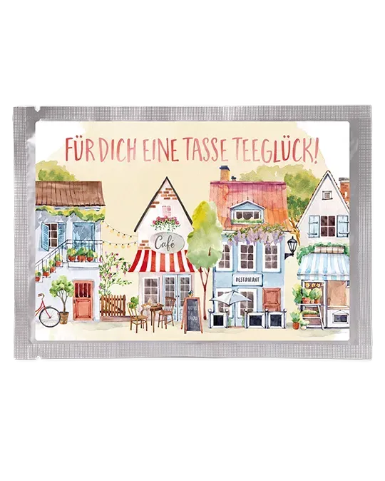 Tee-Postkarte Sommerhäuschen