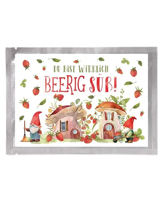 Tee-Postkarte Erdbeerzwerge