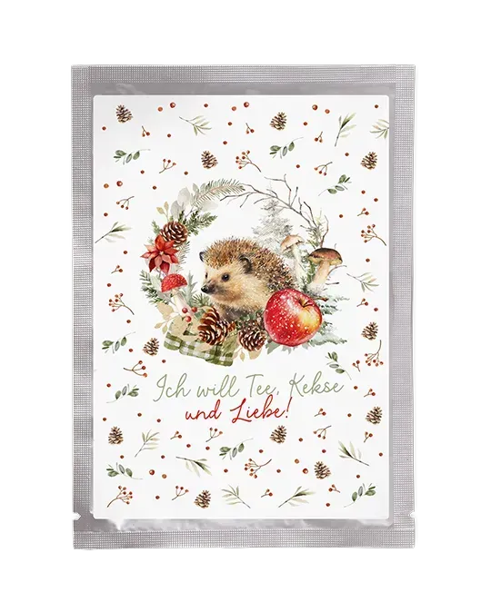 Tee-Postkarte Igel & Apfel Tee-Postkarte Igel & Apfel