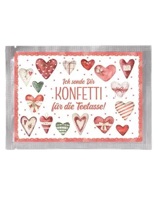 Tee-Postkarte süße Herzen