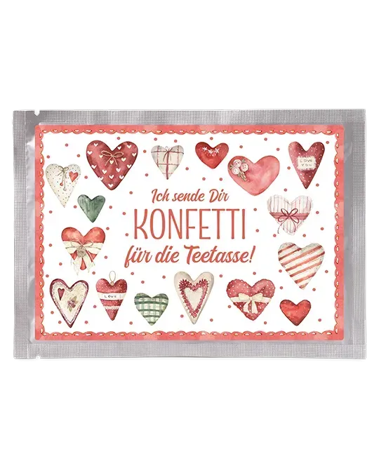 Tee-Postkarte süße Herzen