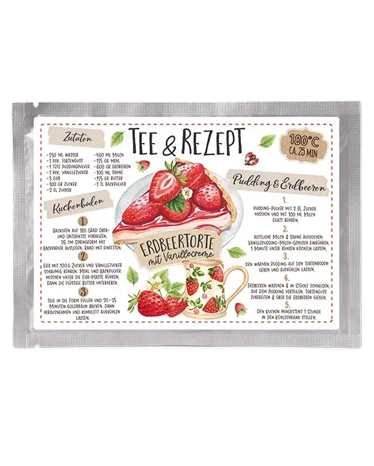 Tee-Postkarte "Erdbeerkuchen"