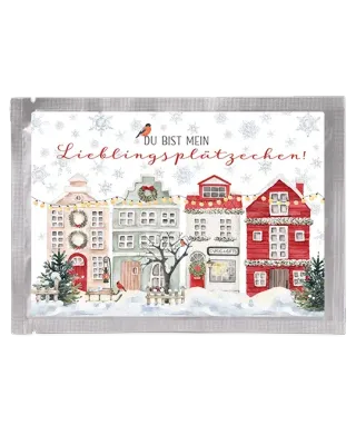 Tee-Postkarte Winterhäuschen