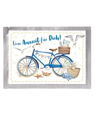 Tee-Postkarte Fahrrad am Meer