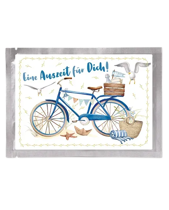 Tee-Postkarte Fahrrad am Meer