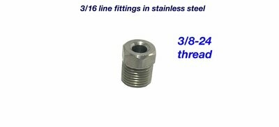 3/8-24 Inverted Flare Stainless Steel Tube Nut Fitting 3/16 Brake Line
packs of 6 to 20 pcs.