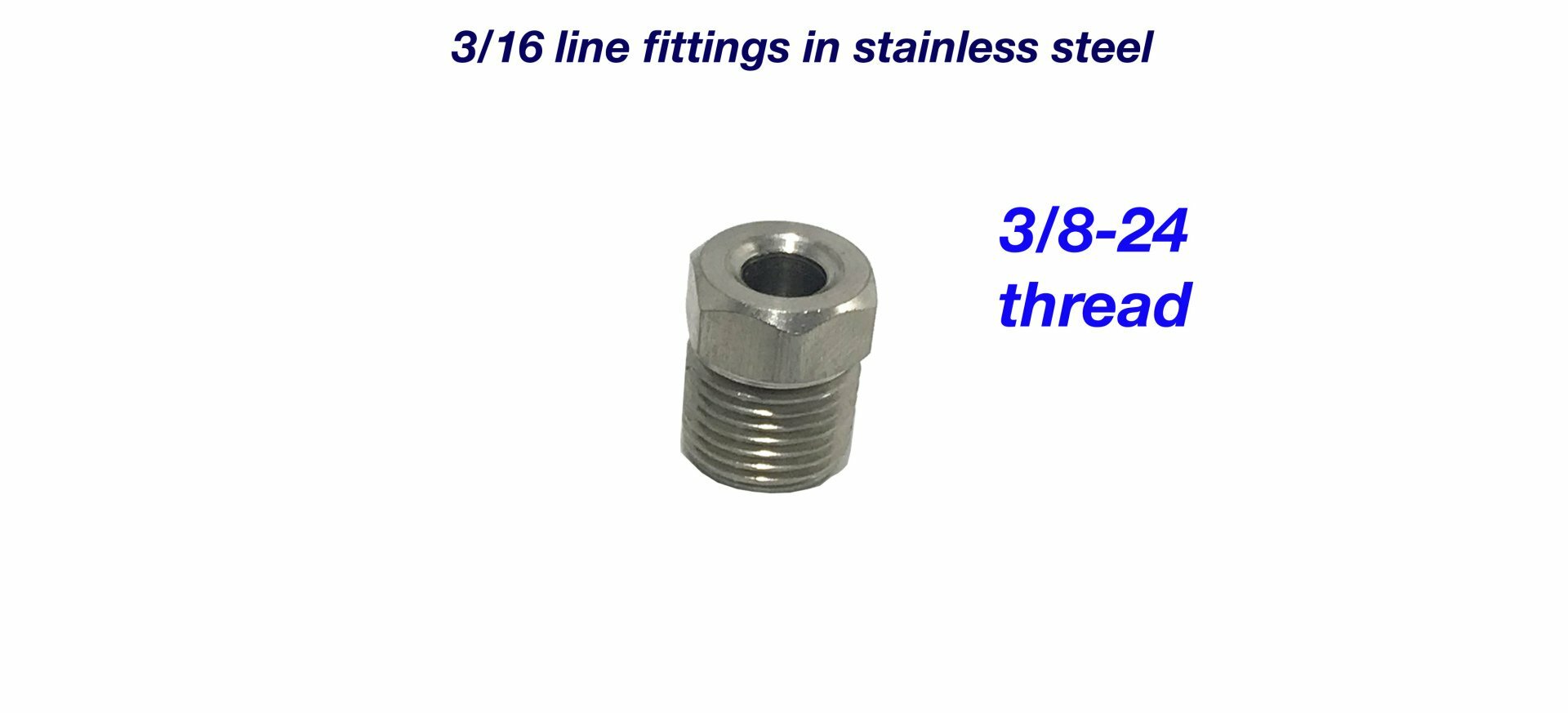 2 pack 9/16-18 Inverted Flare STAINLESS Steel Tube Nut for 3/16" line