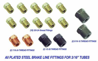 1/4 Inch Stainless Steel Brake Lines with Inverted Double Flared Ends & Fittings 10 Inches Long Pack of 3 