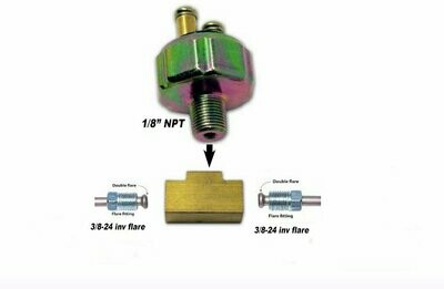 Ford Low Pressure Hydraulic Brake Light Switch & Brass Tee Street Hot Rod, muscle car, off road