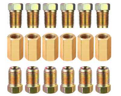 Pkt 10 x 10mm x 1mm standard male metric Brass brake pipe nuts 