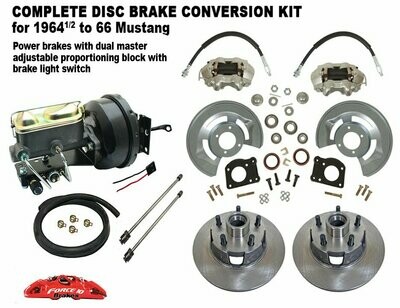 1964-66 Ford Mustang Front Drum to Power Disc Brake Conversion Kit, for Mustangs w/AUTOMATIC TRANSMISSION, OE Master cylinder F120-PD
