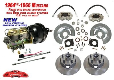 1964-66 Ford Mustang Front Power Disc Brake Conversion Kit, low profile Master cylinder with Power Booster Automatic transmission