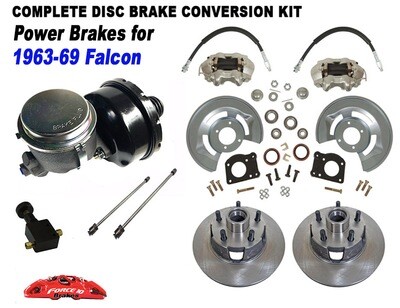 Ford falcon Front Power Disc Brake Conversion Kit, 4 piston calipers, low profile M/C-booster, adjustable prop valve , 11.25