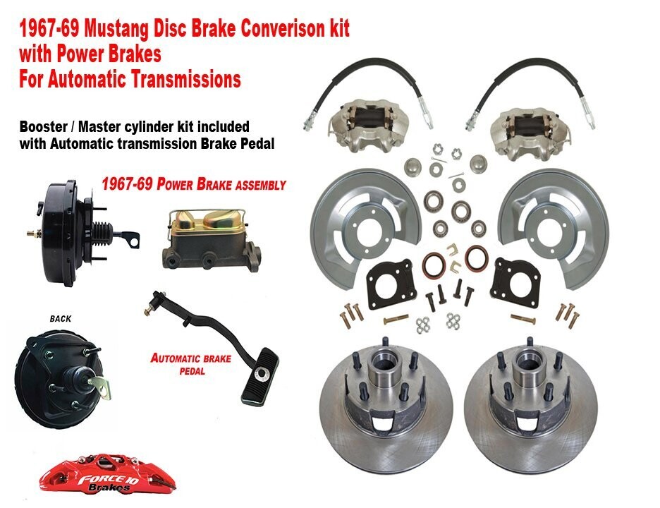 1967-68-69-70 Ford Mustang Front Drum to Power Disc Brake Conversion Kit- Auto trans, F121-1A