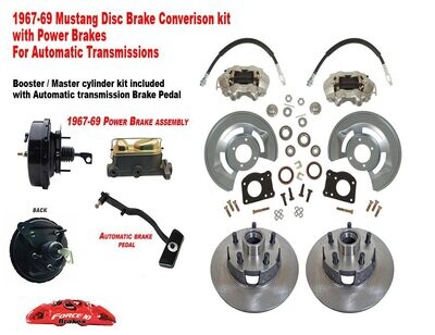 1967-68-69-70 Ford Mustang Front Drum to Power Disc Brake Conversion Kit- For Manual transmission applications, F121-1M