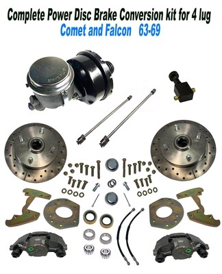 1963-67, Ford Falcon/ Comet. Mustang( 64-66) 6 cylinder Front Power disc brake kit, 4 lug for 14