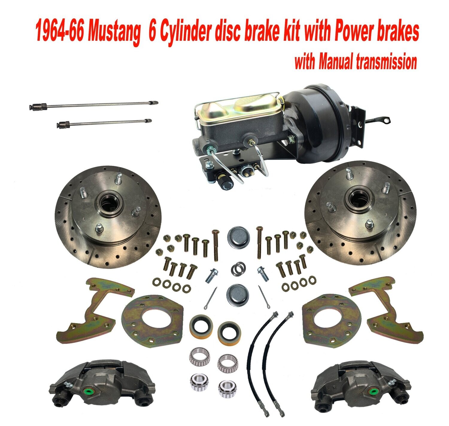 1964-66 Mustang 6 cylinder Front Power disc brake kit, 4 lug for 14