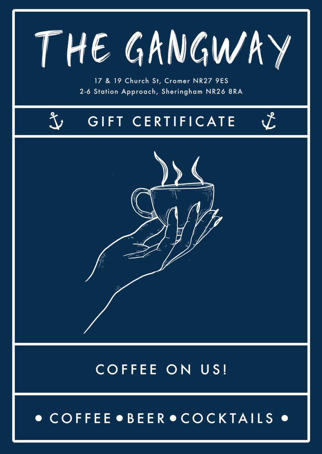 Gift Certificate - Coffee Design -  Click for Price Options