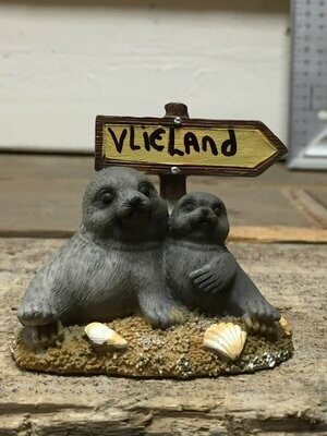 Zeehondjes met wegwijzer Vlieland