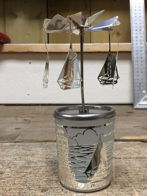 Waxinelicht Zeilboot zilver