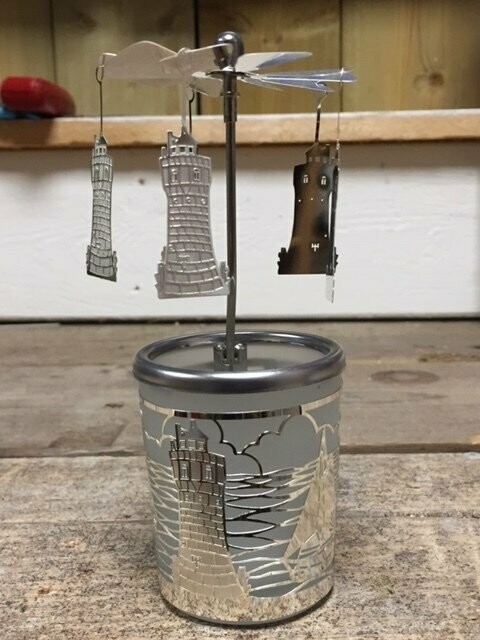Waxinelichthouder vuurtoren zilver