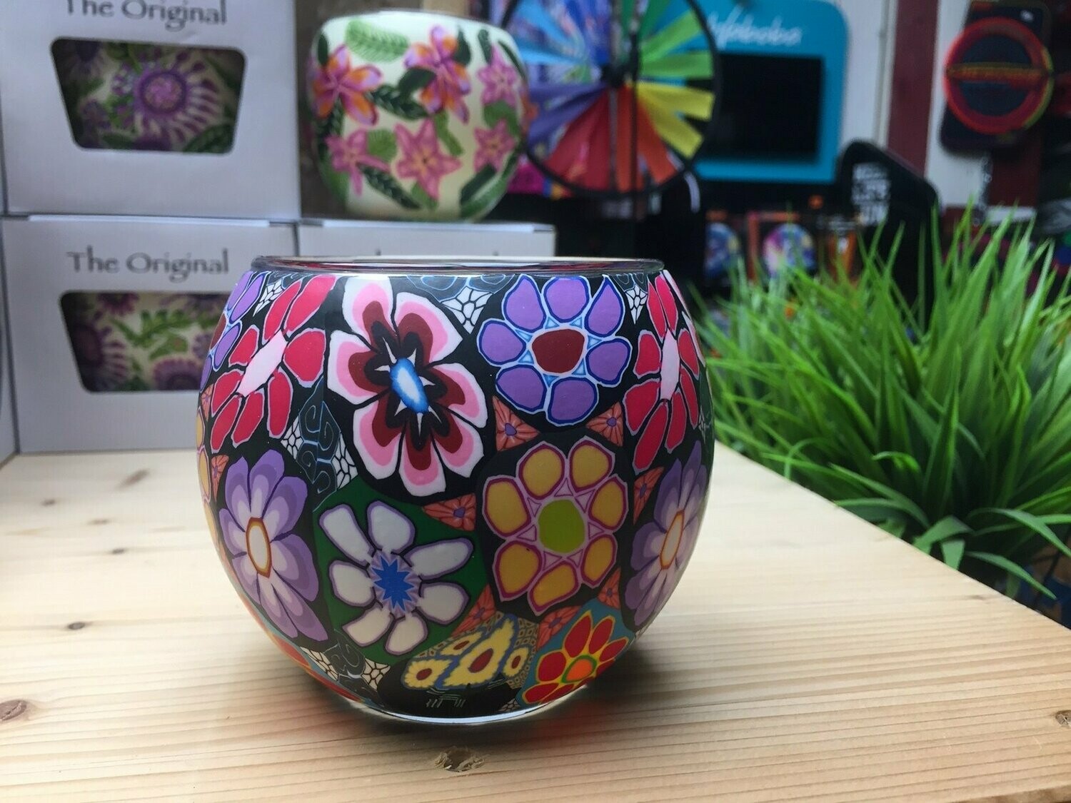 Lichtglas 11cm Bloemen 11-824