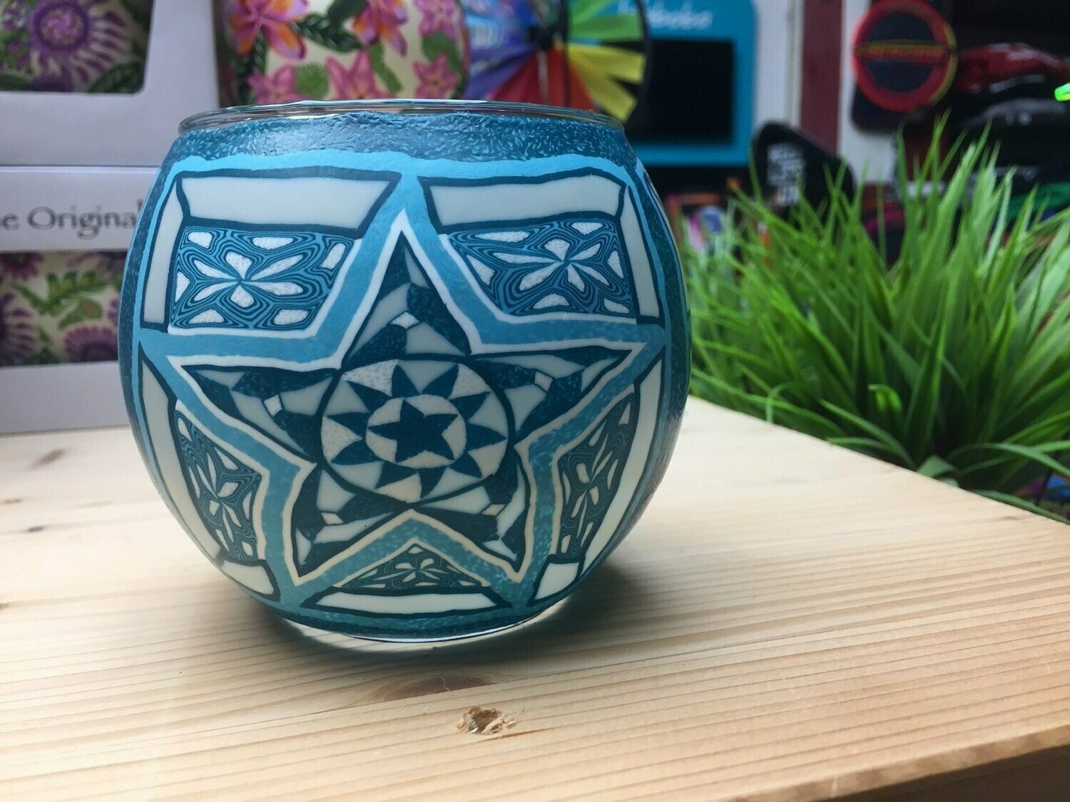 Waxinelichthouder Ster blauw 11-410
