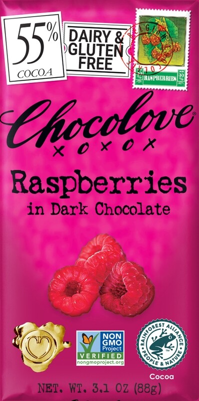 Chocolove Raspberries in Dark Chocolate Bar 