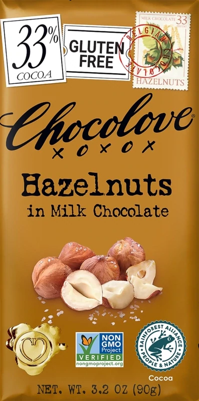 Chocolove Hazelnuts in Milk Chocolate Bar