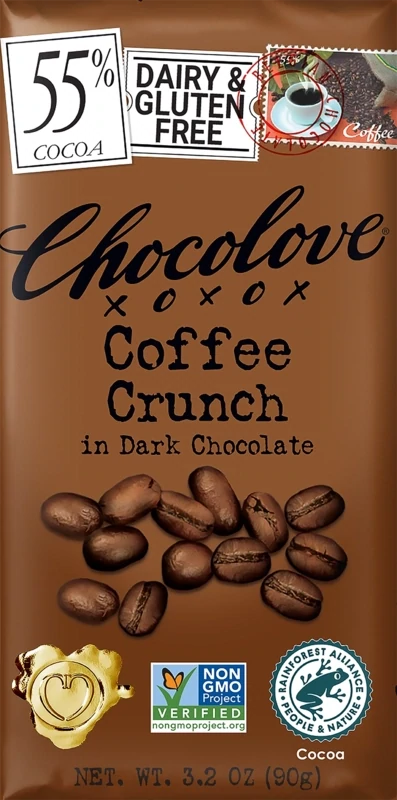 Chocolove Coffee Crunch in Dark Chocolate Bar