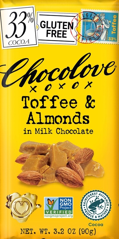 Chocolove Toffee & Almonds in Milk Chocolate Bar