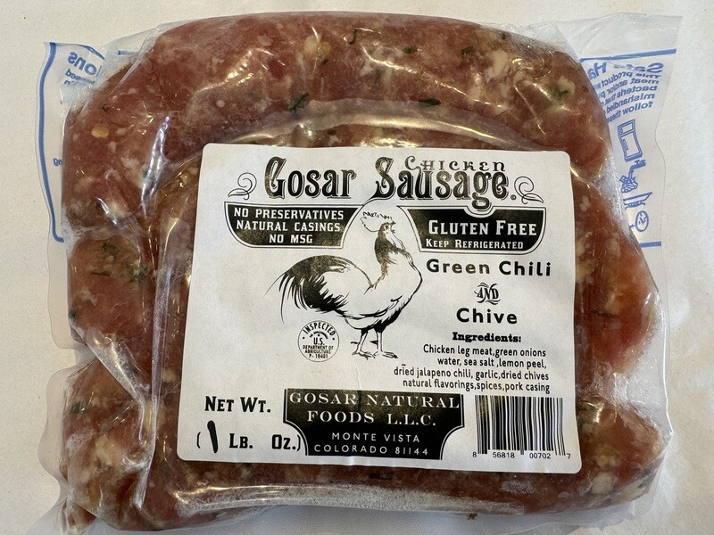 Gosar Green Chili &amp; Chive Chicken Sausage Links