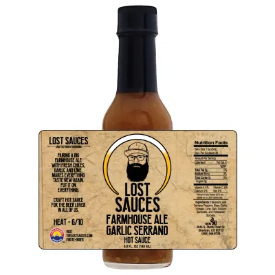 Lost Sauces Farmhouse Ale Garlic Serrano Hot Sauce