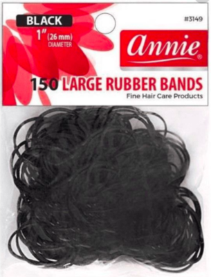 Annie 150 Large Rubber Bands 1 inch Black #3149