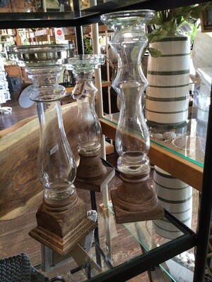 Glass and Wood Candlestick