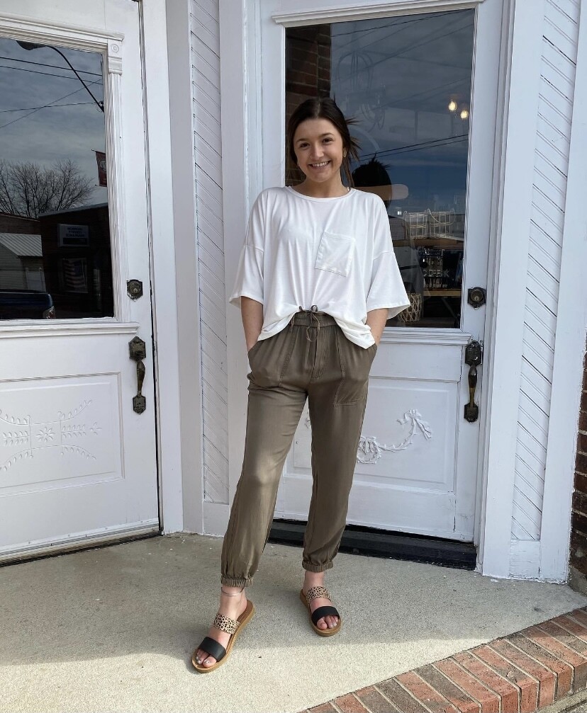 Oversized Knit Top with Pocket and Overlock Stitch