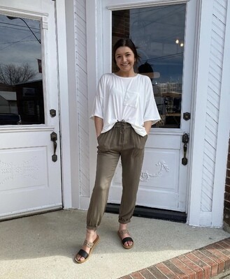 Oversized Knit Top with Pocket and Overlock Stitch