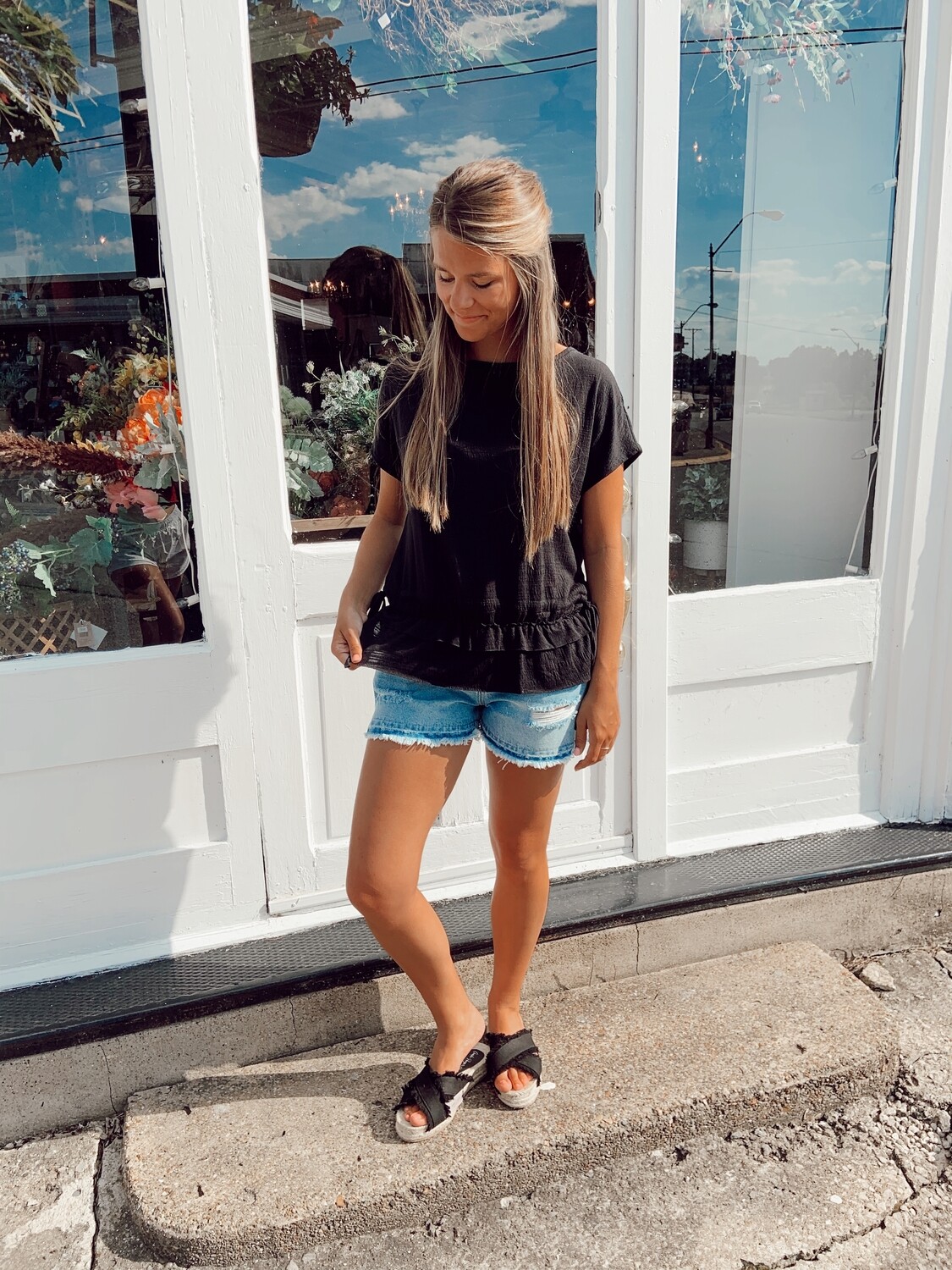 Black Knitted Top With Ties